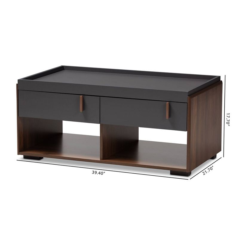 2 Drawer Rikke Two-Tone Wood Coffee Table Gray - Baxton Studio, 6 of 11