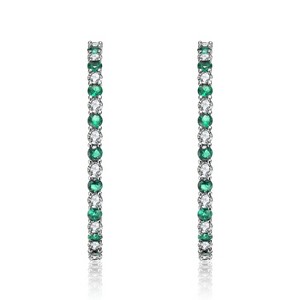 Guili Big Hoop Earrings with Colored Cubic Zirconia in Green, Red, Blue, Gold, Pink, and White, Featuring a Bold Design, Perfect for Statement Looks - 1 of 3