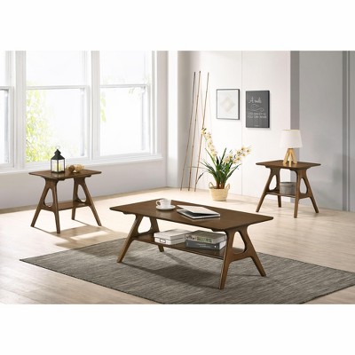 NicBex Modern Rectangle Wood Coffee Table Set of 3 with Storage Shelf for Living Room and Bedroom