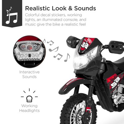 6V Black Kids Ride-On Motorcycle with Training Wheels