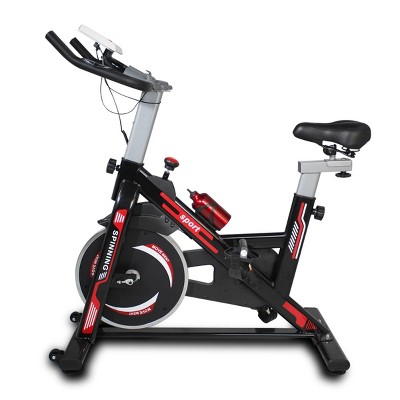 SEVOBAL Home Gyms Indoor Cycling Bike with Adjustable Resistance Comfortable Seat and Transport Wheels, Black+Red, 41.3"*17.9"*8.27"