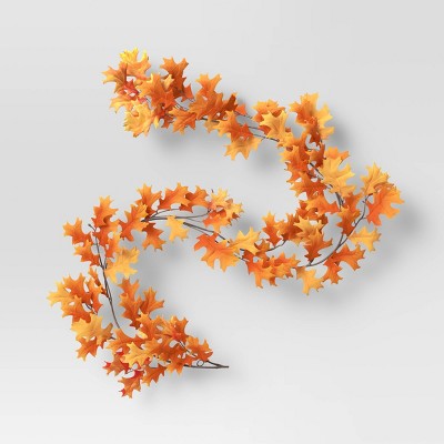 72" Artificial Fall Leaves Garland Orange - Threshold™