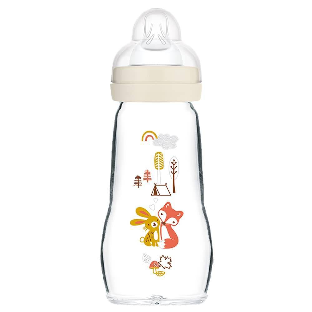 Photos - Baby Bottle / Sippy Cup MAM Feel Good Glass Baby Bottle - Cream - 9oz 