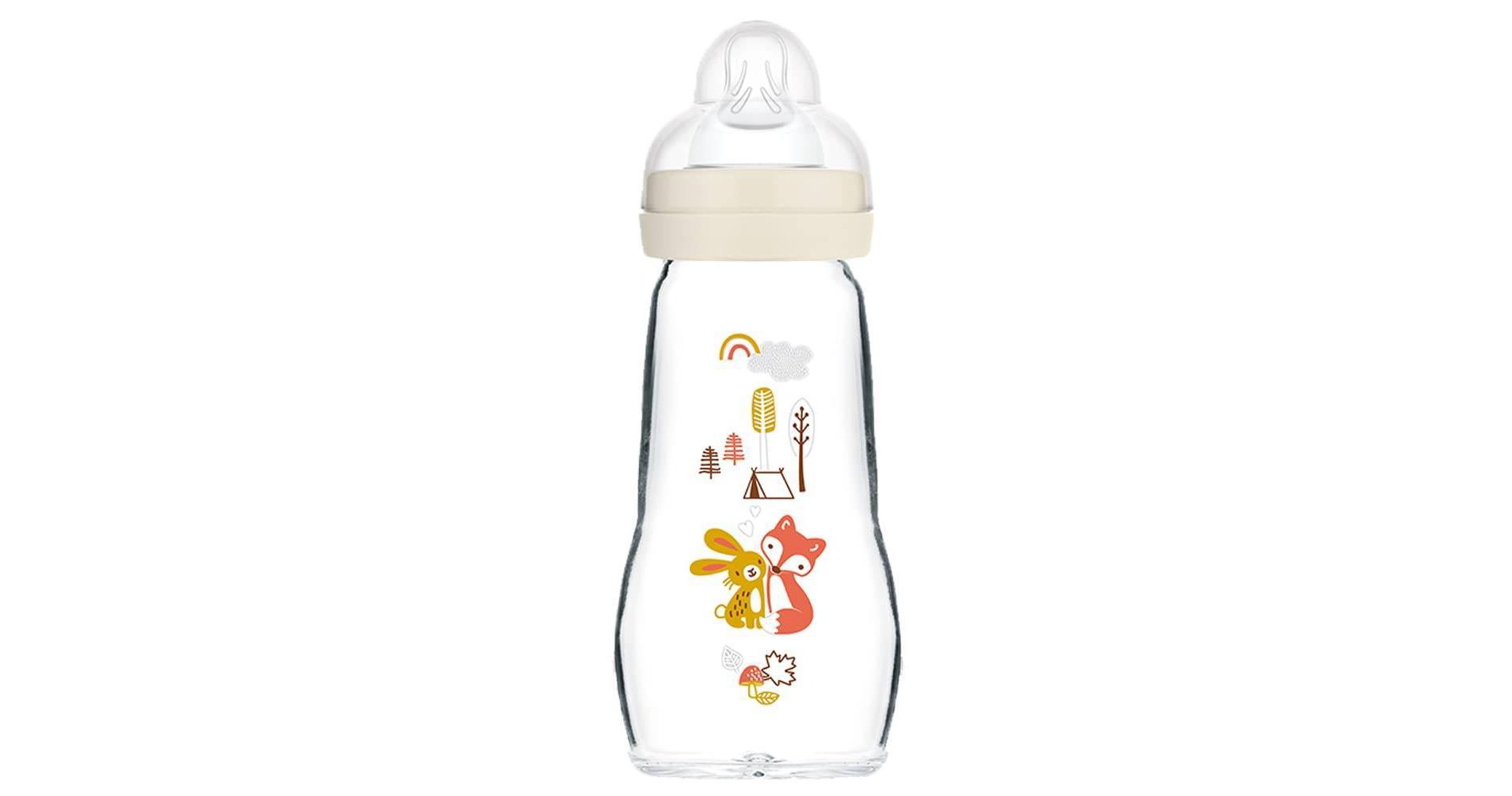 MAM Feel Good Glass Baby Bottle - Cream - 9oz