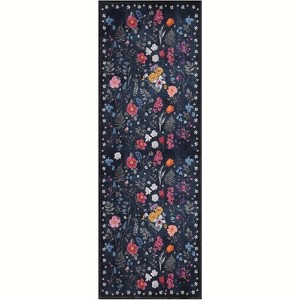 Acekool Floral Washable Rugs - Soft Non-Slip Indoor Area Rugs - 1 of 4