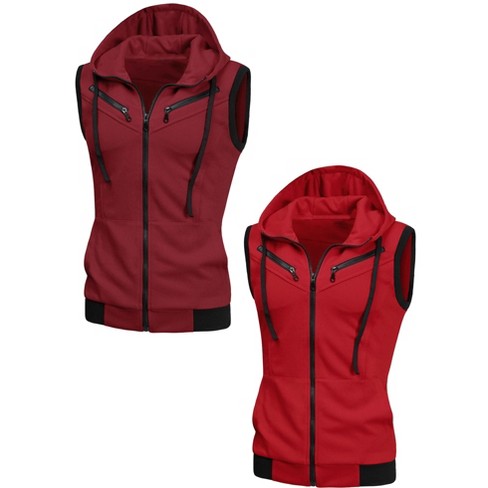 Red hoodie vest sales