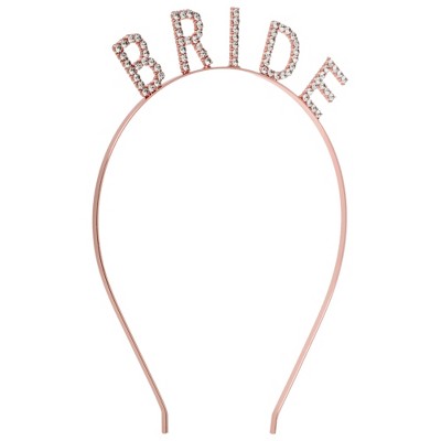 Unique Bargains Women's Elegant Bride Letter Headband 6.69"x4.72" Rose Gold Tone 1 Pc