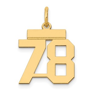 Black Bow Jewelry 14k Yellow Gold, Athletic Collection, Small Polished Number 78 Pendant - 1 of 4
