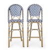 TOAOTBNBOB Comfortable Bar Stools with Wicker Wrappings, Modern Barstools with Bamboo Finish, Modern Bar Chairs for Outdoor, Blue - 2 of 4