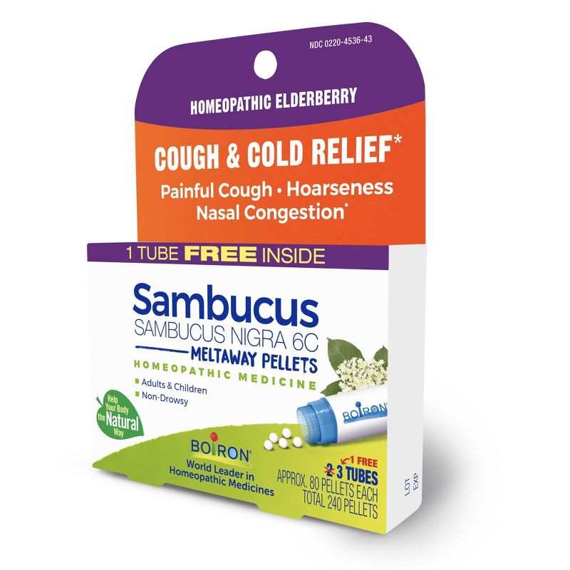 Boiron Sambucus Nigra 6C 3 MDT Homeopathic Medicine For Cough & Cold Relief  -  3 Pack Pellet, 4 of 5