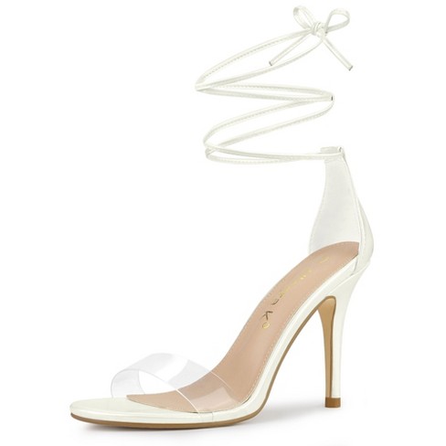 White heels clear clearance strap