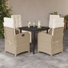 vidaXL 5-Piece Patio Dining Set - Beige Poly Rattan with Cushions & Tempered Glass Table for Outdoor/Garden/Patio - 2 of 4
