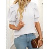 Womens Tops Casual Round Neck Puff Sleeve Short Sleeve Knit Top Blouse - 3 of 4