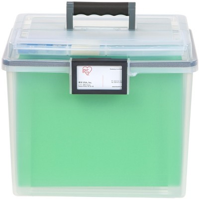 Clear Portable Weatherproof Letter-Size File Box with Organizer Lid