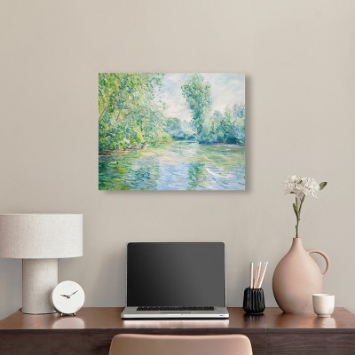 Impressionist Green and Blue Landscape Canvas Wall Art, 24" x 20"