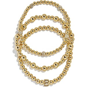 3-Piece Gold Plated Initial Bead Bracelet Set, Personalized Trendy Jewelry Gift for Women - 1 of 4