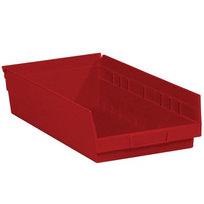 Box Partners Plastic Shelf Bin Boxes 17 7/8" x 11 1/8" x 4" Red 8/Case BINPS114R