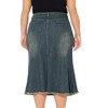 Agnes Orinda Women's Plus Size High Rise Front Slit Fishtail Hem Vintage Midi A-Line Denim Skirt - 4 of 4