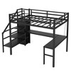 NicBex Full Bunk Bed with Desk Metal Frame Bed Frame with Storage Stairs, Wardrobe, Guardrails and Adjustable Shelf, No Box Spring Required - 3 of 4