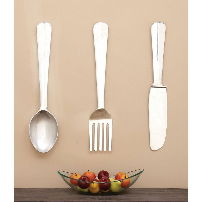 Set of 3 Aluminum Utensils Knife, Spoon and Fork Wall Decors - Olivia & May, 2 of 16