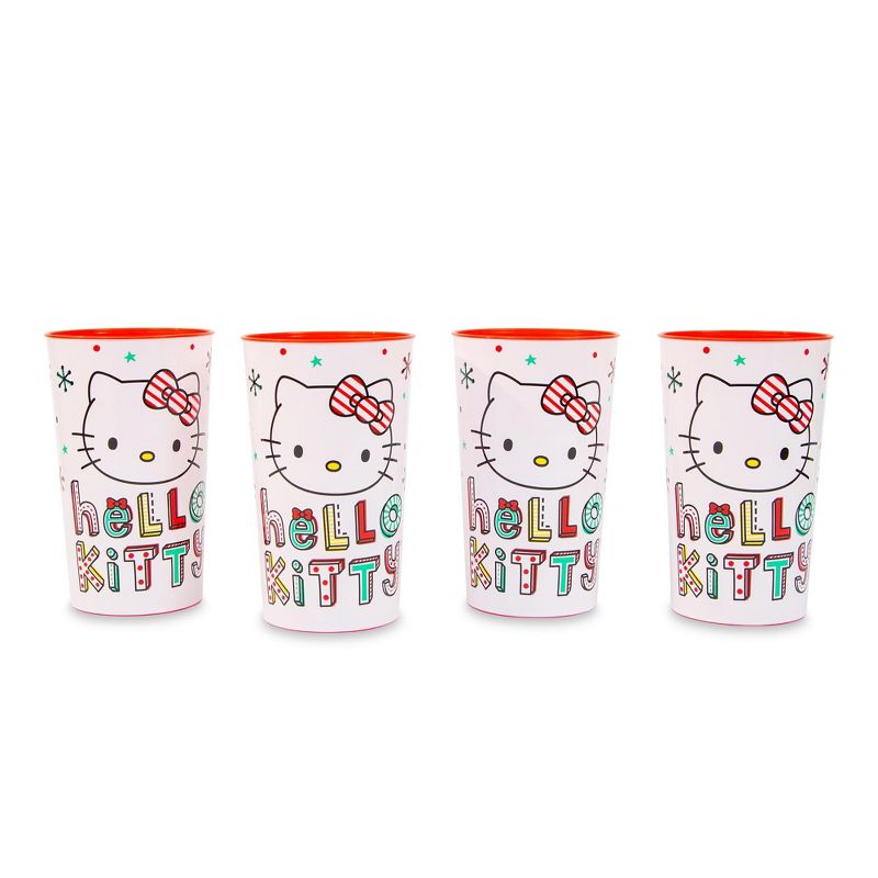 Silver Buffalo Sanrio Hello Kitty Holiday 4-Piece Plastic Cup Set | Each Holds 22 Ounces, 1 of 9