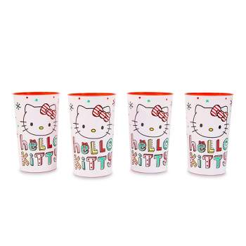 Silver Buffalo Sanrio Hello Kitty Holiday 4-Piece Plastic Cup Set | Each Holds 22 Ounces