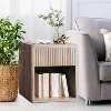 Night Stand Set of 2 Farmhouse Fluted Nightstand with Drawer Storage, Mid Century Wood Bedside Table for Bedroom Living Room Sofa Office - 2 of 4