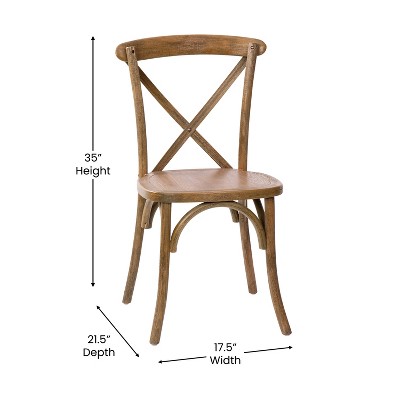 Elegant Dark Natural Elm Wood X-Back Dining Chair