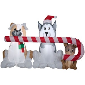 Gemmy Christmas Inflatable Puppies with Big Candy Cane, 3.5 ft Tall, Multi - 1 of 4
