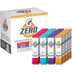 Gatorade G Zero Powder Variety Packets 40 count 10 Glacier Freeze, 10 Fruit Punch, 10 Grape, and 10 Orange - 1 of 4