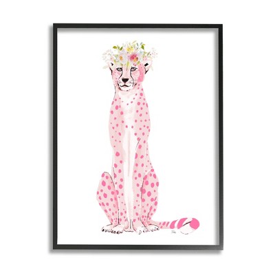 Stupell Industries Pink Leopard Floral Garland Framed Giclee