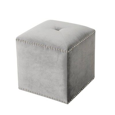 Brantly Glam Velvet Ottoman Light Gray - Christopher Knight Home