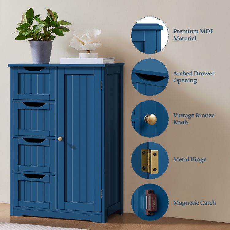 Yaheetech Wooden Bathroom Floor Cabinet with 4 Drawers, 4 of 7