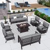 ALAULM Aluminum Patio Furniture Set with Propane Fire Pit Table 10-seat Metal Outdoor Furniture Grey - 2 of 4