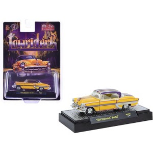 1954 Chevrolet Bel Air "Lowriders" Yellow Met w/Stripes and Silver Top & White Interior 1/64 Diecast Model Car by M2 Machines - 1 of 3