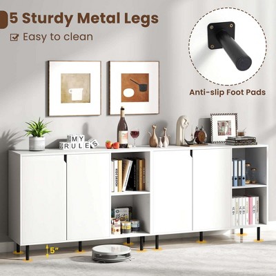 Costway Kitchen Sideboard Buffet with Adjustable Shelves 2 Doors Sturdy Metal Legs White — фото 8