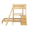 Bellemave Bunk Bed Twin Over Full, Wood Bunk Beds with Desk, Twin Over Full Bunk Bed with 3 Drawers, Loft Bed with Desk for Kids Adults,Natural - 4 of 4