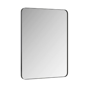 Lyngins Bathroom Mirrors,Metal Frame Wall Mirrors,Fog-proof Mirrors,Dust-proof Vanity Mirrors for Bathroom,Bedroom,Black - 1 of 4