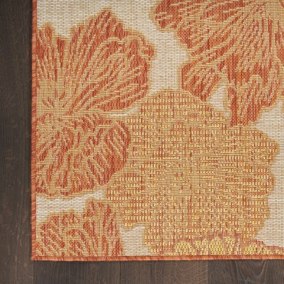 Coral Floral Flatwoven Synthetic 4' x 6' Area Rug