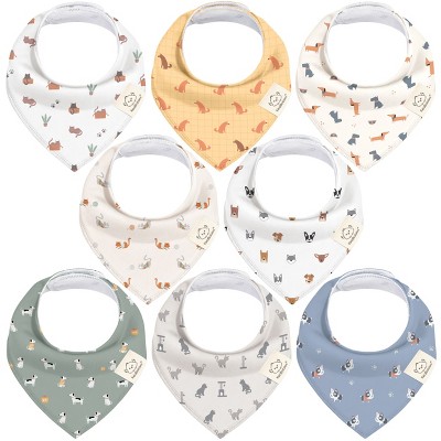 8pk Organic Baby Bandana Bibs, Baby Drool Bibs for Baby Boy, Girl, Baby Bibs for Infant, Newborn