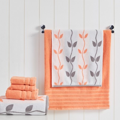 Coral and White Organic Cotton 6-Piece Towel Set