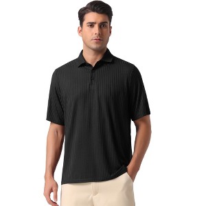 INSPIRE CHIC Men's Summer Casual Short Sleeve Solid Color Texture Knit Polo Shirts - 1 of 4