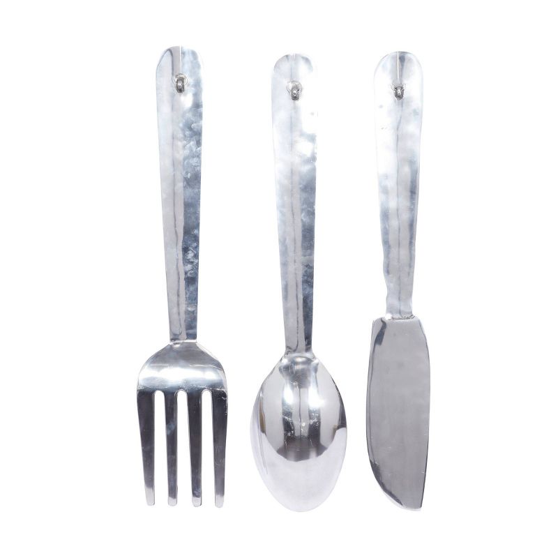 Set of 3 Aluminum Utensils Knife, Spoon and Fork Wall Decors - Olivia & May, 3 of 24
