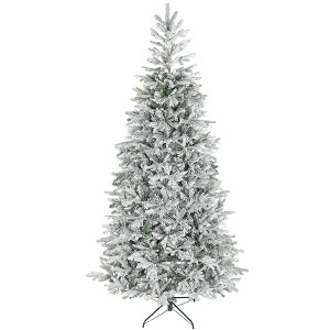9ft Snow Flocked Artificial Spruce Christmas Tree with 2514 Branch Tips ...
