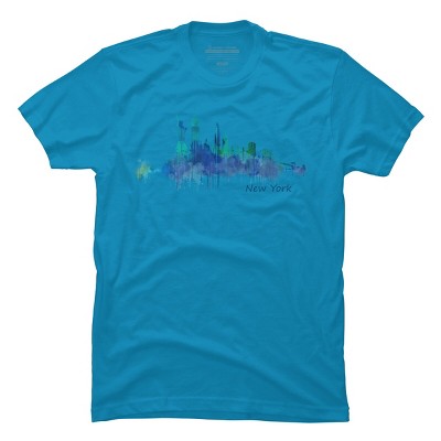 Men's Design By Humans New York City Skyline v05 Cityscape Watercolor By HQPhoto T-Shirt