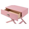 HomeStock Pink Nightstand with Croc Textured Drawer Front, 25x27x16 Stylish Contemporary Bedside Table with Storage Drawer - 4 of 4