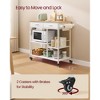 Mobile Kitchen Island Cart with 2 Drawers and Towel Rack, 38.8 Inch Rolling Storage Cart with Locking Wheels, Oak Beige and White - 3 of 4
