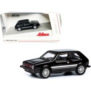 Volkswagen Golf I GTI Black with Silver Stripes 1/87 (HO) Diecast Model Car by Schuco - 1 of 3