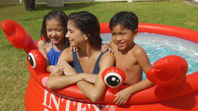 Intex 26100EH Happy Crab Easy Set 6ft x 20in Round Inflatable Ring Backyard Kids Toddler Kiddie Swimming Wading Pool, Red, 2 of 8, play video