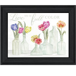 HomeRoots Live Life in Full Color Tulips Black Framed Print Wall Art - 1 of 4